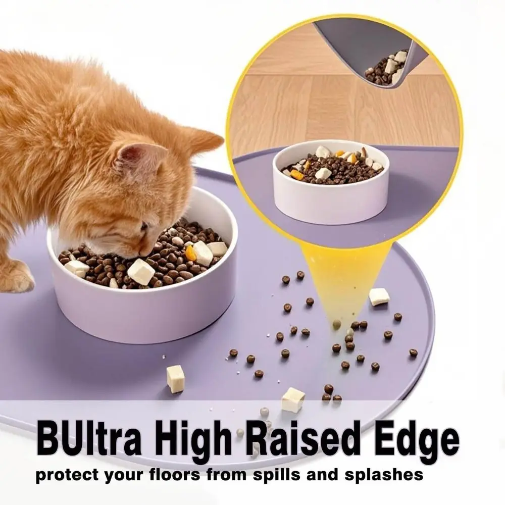 High Quality Silicone Pet Food Mat Waterproof Raised Edges Dog Food Mat BPA-Free Easy Clean Cat Feeding Mat Pet Supplies