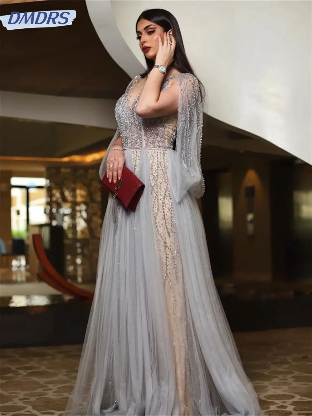 Luxury Sleeveless Evening Dress 2024 Sexy Tulle Prom Gowns Simple Strapless Floor-Length Dress Custom Made Vestido de novia