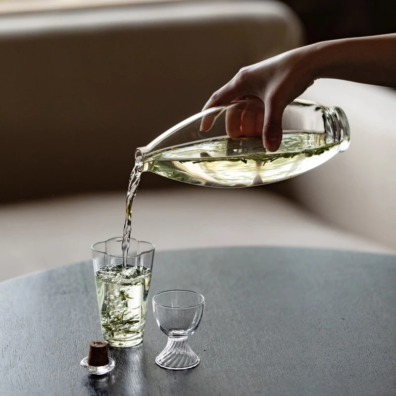 New Chinesestyle High Borosilicate Wine Glass Bottle Set Heat-resistant Transparent Smallcapacity Water Drop Cold-brewing Bottle