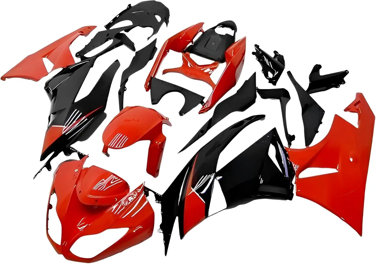 ชุดแฟริ่ง ABS สำหรับ Kawasaki ZX6R 636 2009 2010 2011 2012 09 10 11 12 รถจักรยานยนต์ สีแดงดำ ชุดแฟริ่ง ตัวถังรถ โครงรถ