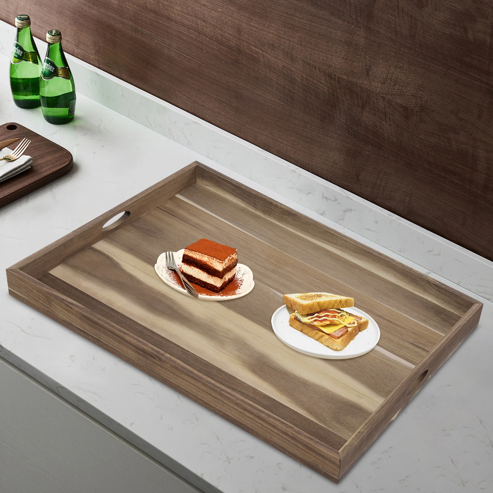 Cubierta para estufa de madera de acacia y protector de mesa de cocina, bandeja de cocina multifuncional grande de 28,7x20,6 pulgadas, estante moderno para encimera de madera