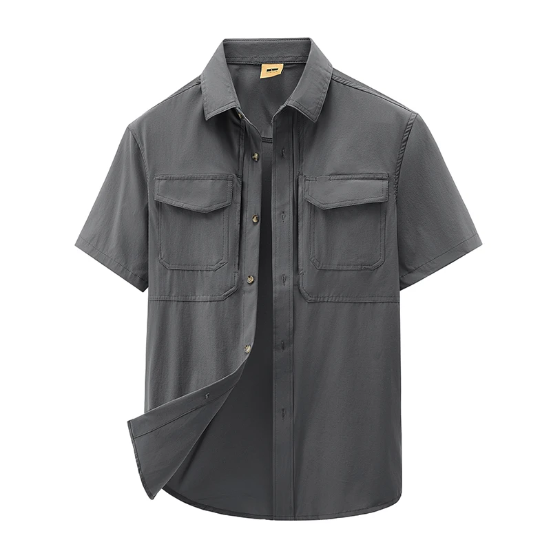 Men's Quick Dry Tactical Short Sleeve Shirt Men Cargo Work Shirts with Multi-Pockets Outdoor Lightweight Hiking Fishing Shirts