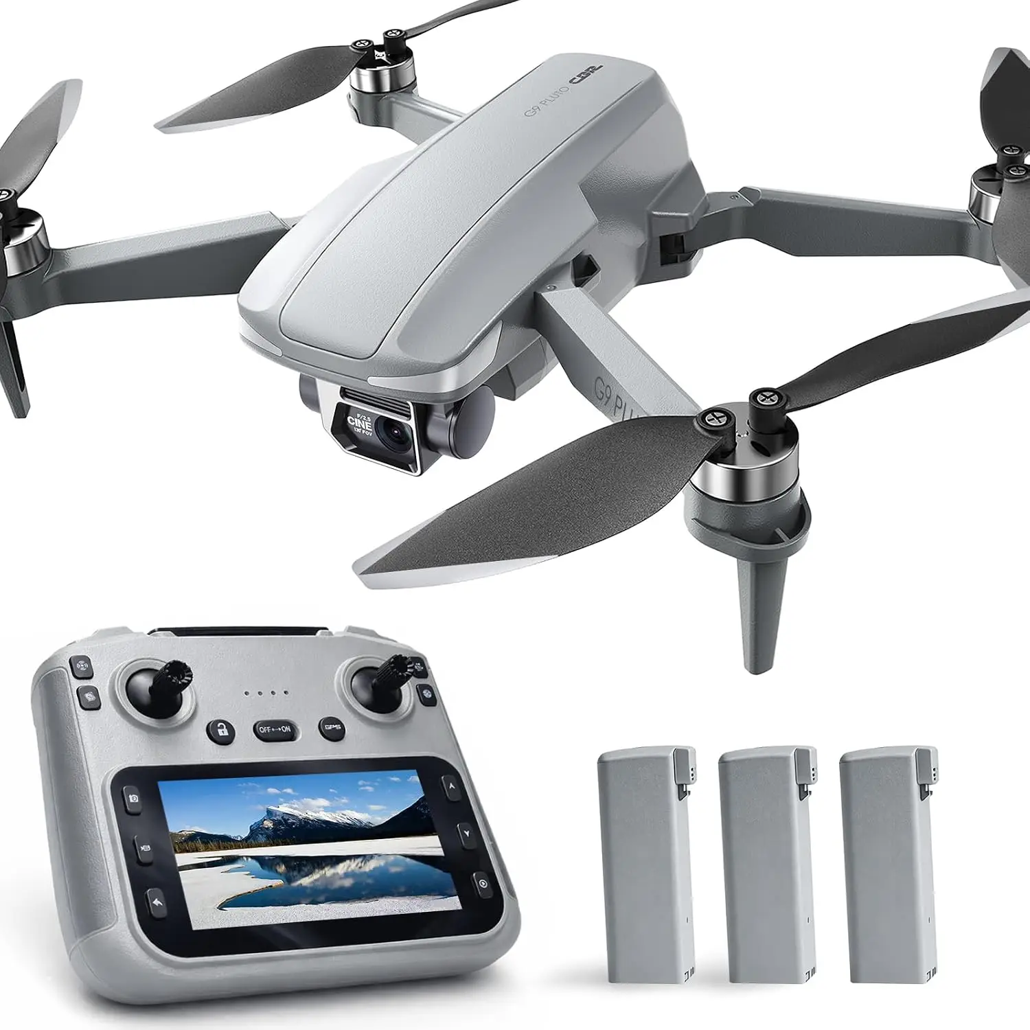 GPS Drone EIS 4K Camera RC Drones 4.5 inch HD Screen Controller Auto Return 3 Batteries 90 min Flight Time 3280 FT Long Control