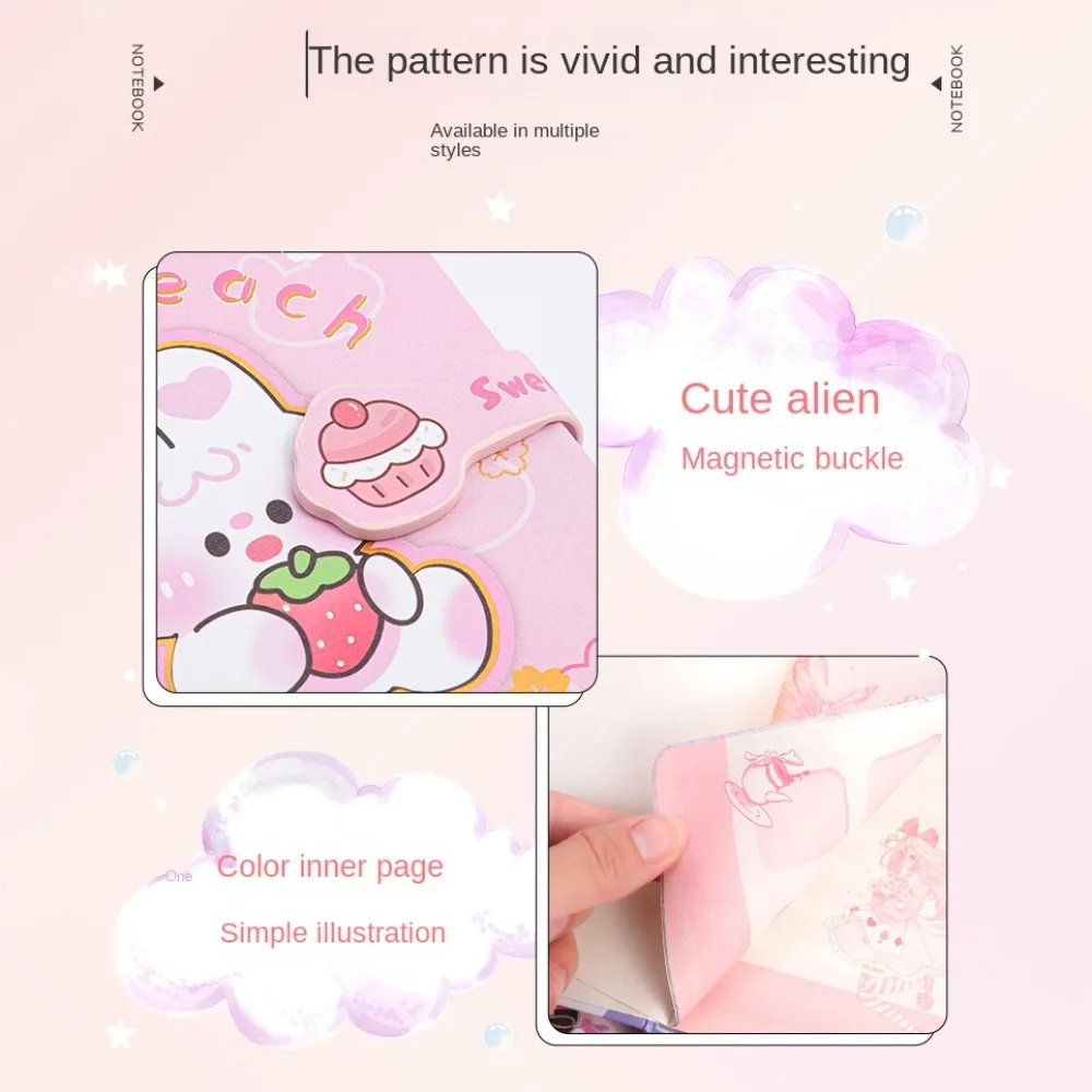 Diary Book Kawaii Cartoon Notebook Stationery Portable Portable Mini Notebook Color Page Dog Rabbit Mini Notepad Schedule