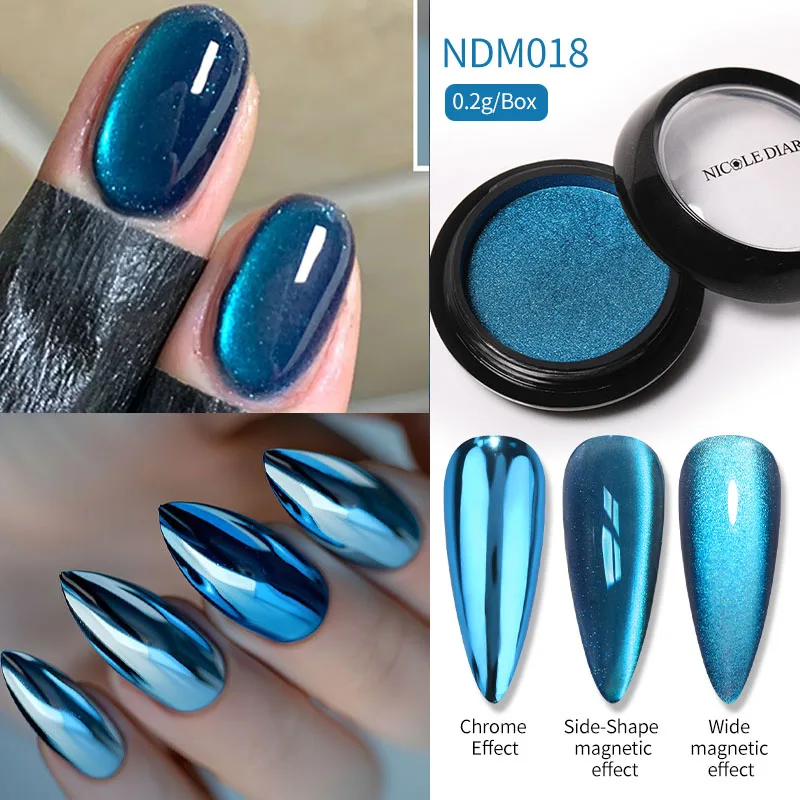 2 In 1 Mirror Cat Magentic Powder Nail Decoration Moonlight Silver Cat Magnetic Nail Metallic Effect UV Gel Polish Chrome Decor