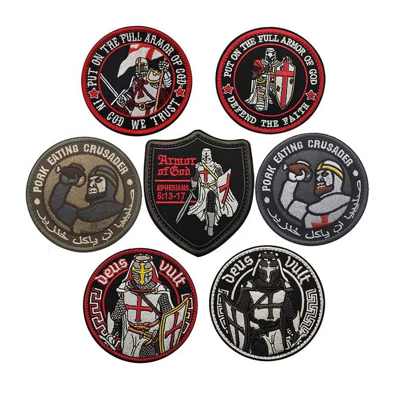Parche táctico Knights Crusader – Emblema bordado con velcro para uniforme - imagen 2