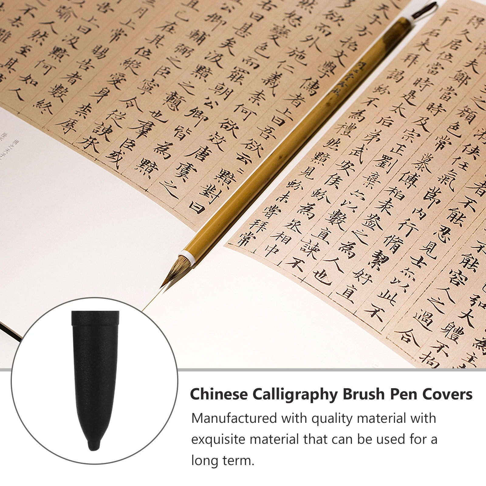 

100 Pcs Paintbrushes Sheath Pen Covers Bell Chinese Calligraphy Sleeves Caps Black Tip Protectors