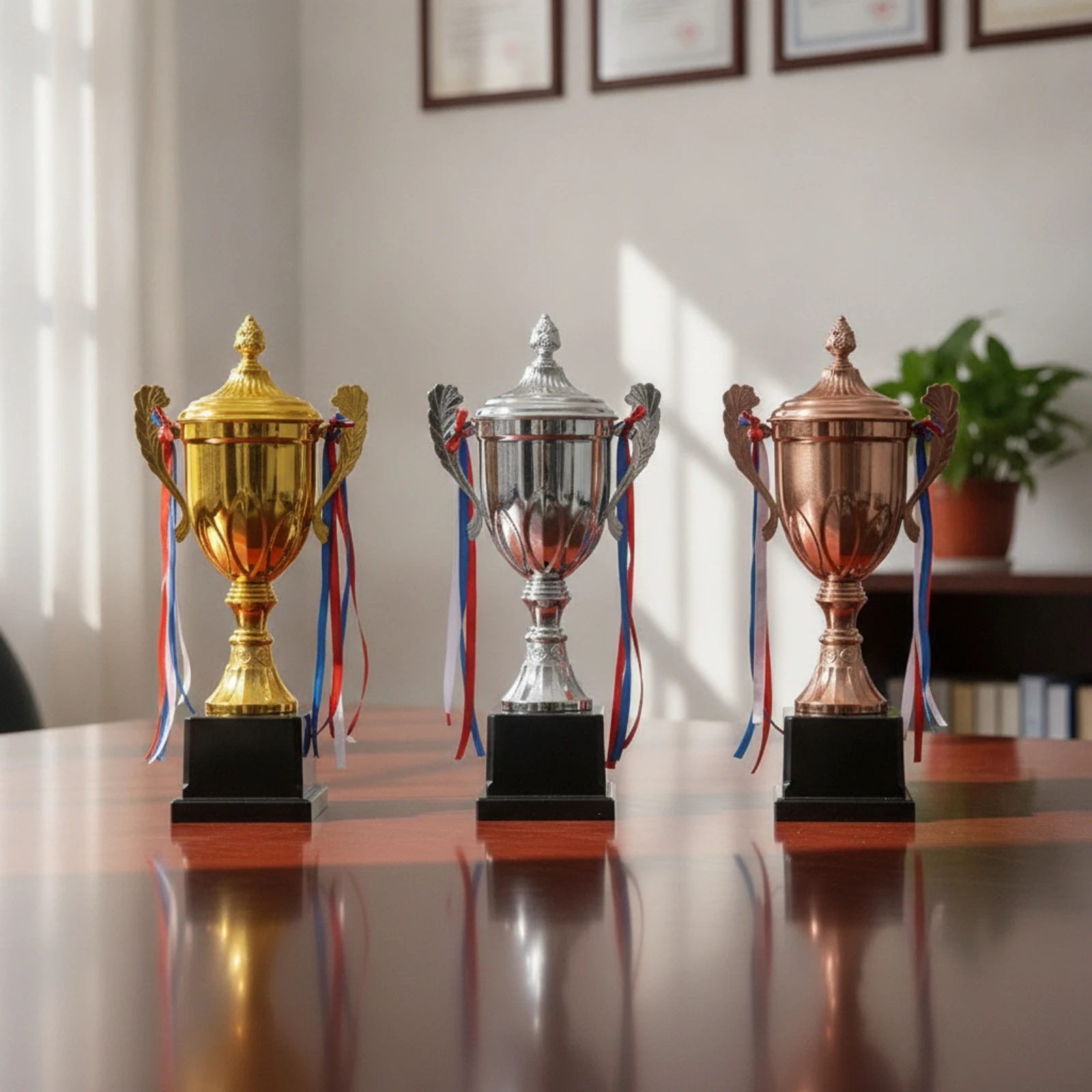 Trophy Cup with Ribbon Customizable Trophy Cup Award Custom Engraved Premium for Children, Recognition Ceremonies