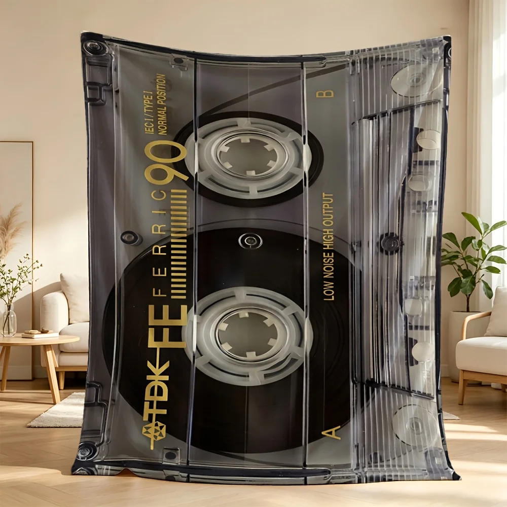 Tech Diagram Print Blanket Geek Audio Speaker Waveform Blanket Novelty Decor Throw Cozy Gift for Him Girl Boy