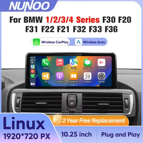 Pantalla CarPlay para BMW 1, 2, 3 4 Series F20 F21 F30 F31 F32 F33 F34 reproductor Multimedia de coche inalámbrico Carplay Android Auto