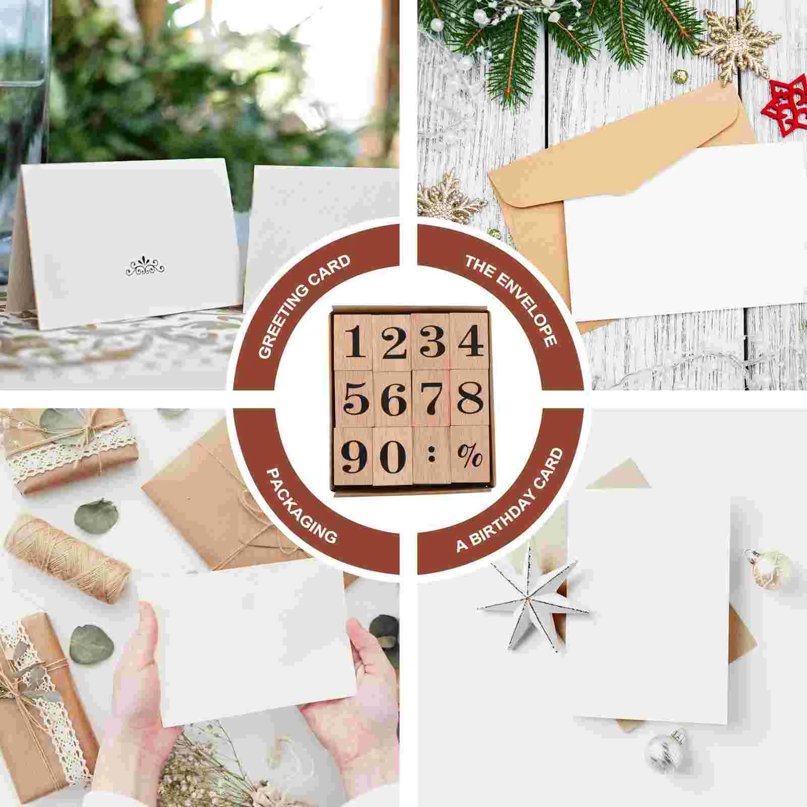 Wooden Stamp Set Stamps for Kids Letter Numbers DIY Seal Bride Digital Calendar