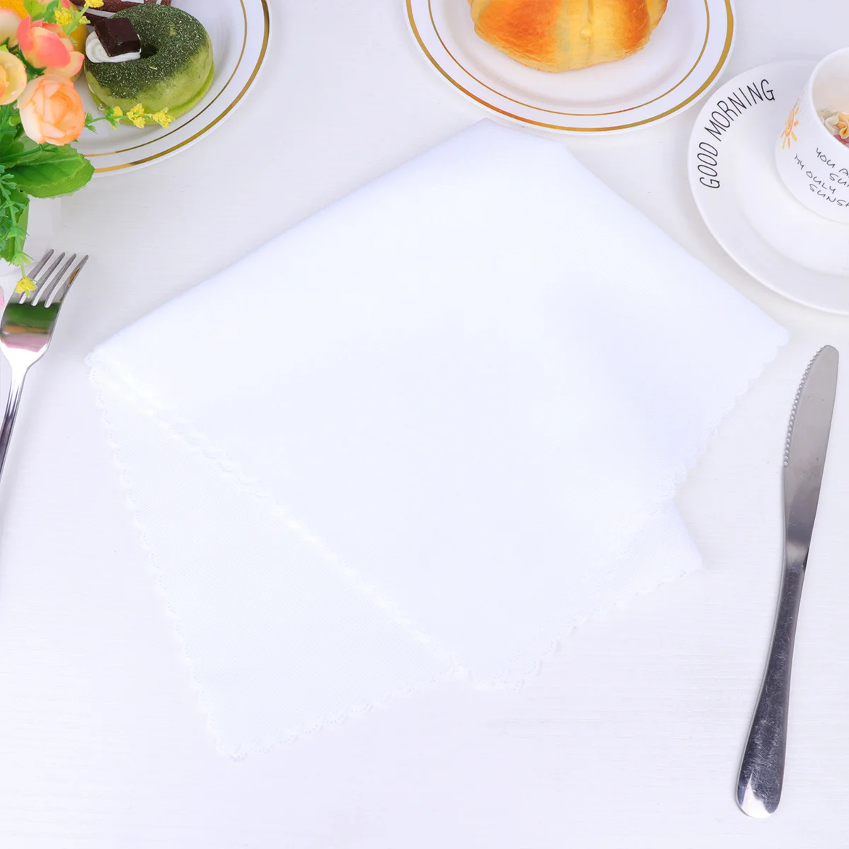 

4Pcs Solid Color Napkin Cloth Relaxing Dining Atmosphere for Home Party Restaurant Hotel Simple Style Placemat