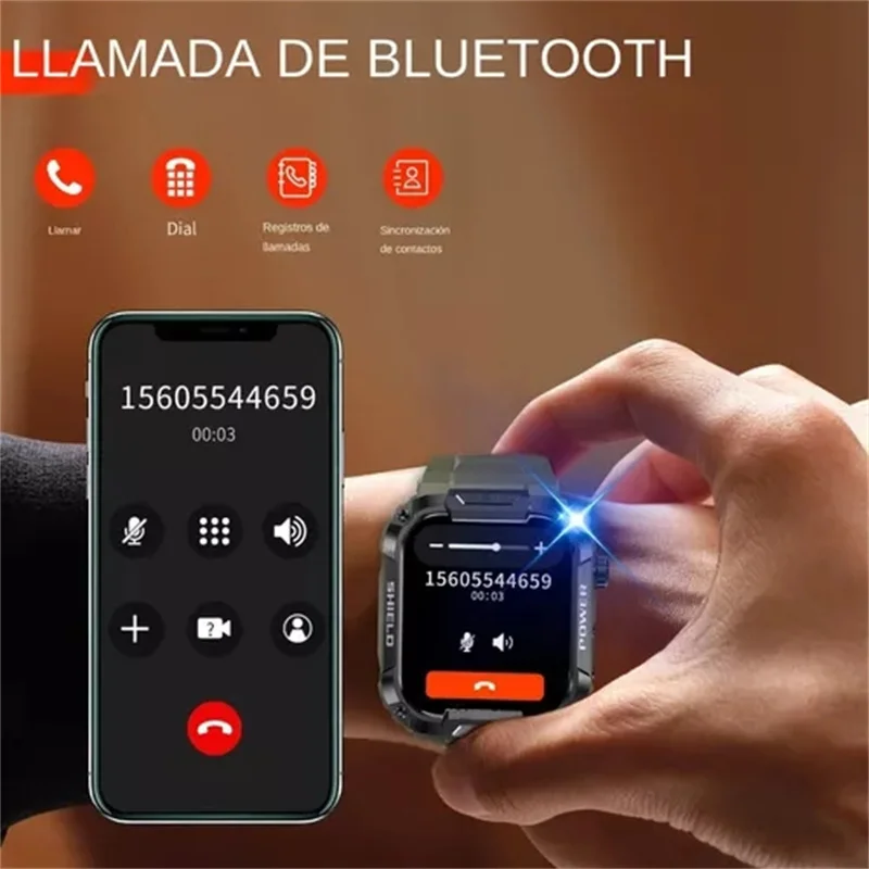 Relógio inteligente militar ao ar livre para homens, chamada bluetooth, smartwatch para android, telefone ios, ip68 impermeável, relógios de negócios, 1.85, 2023, novo