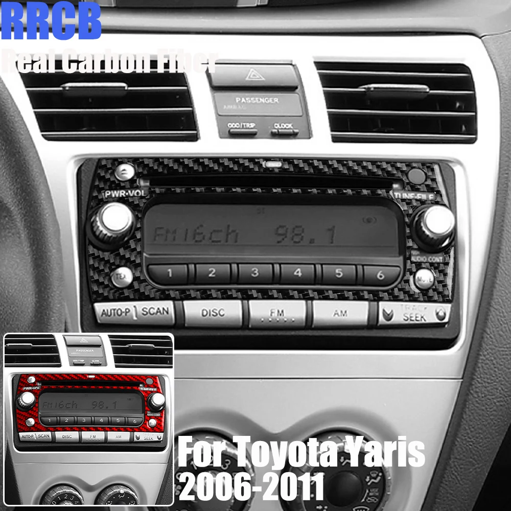 Real Carbon Fiber Car Accessories Center Console Set Trim Cover Soft Sticker For Toyota Yaris 2006 2007 2008 2009 2010 2011