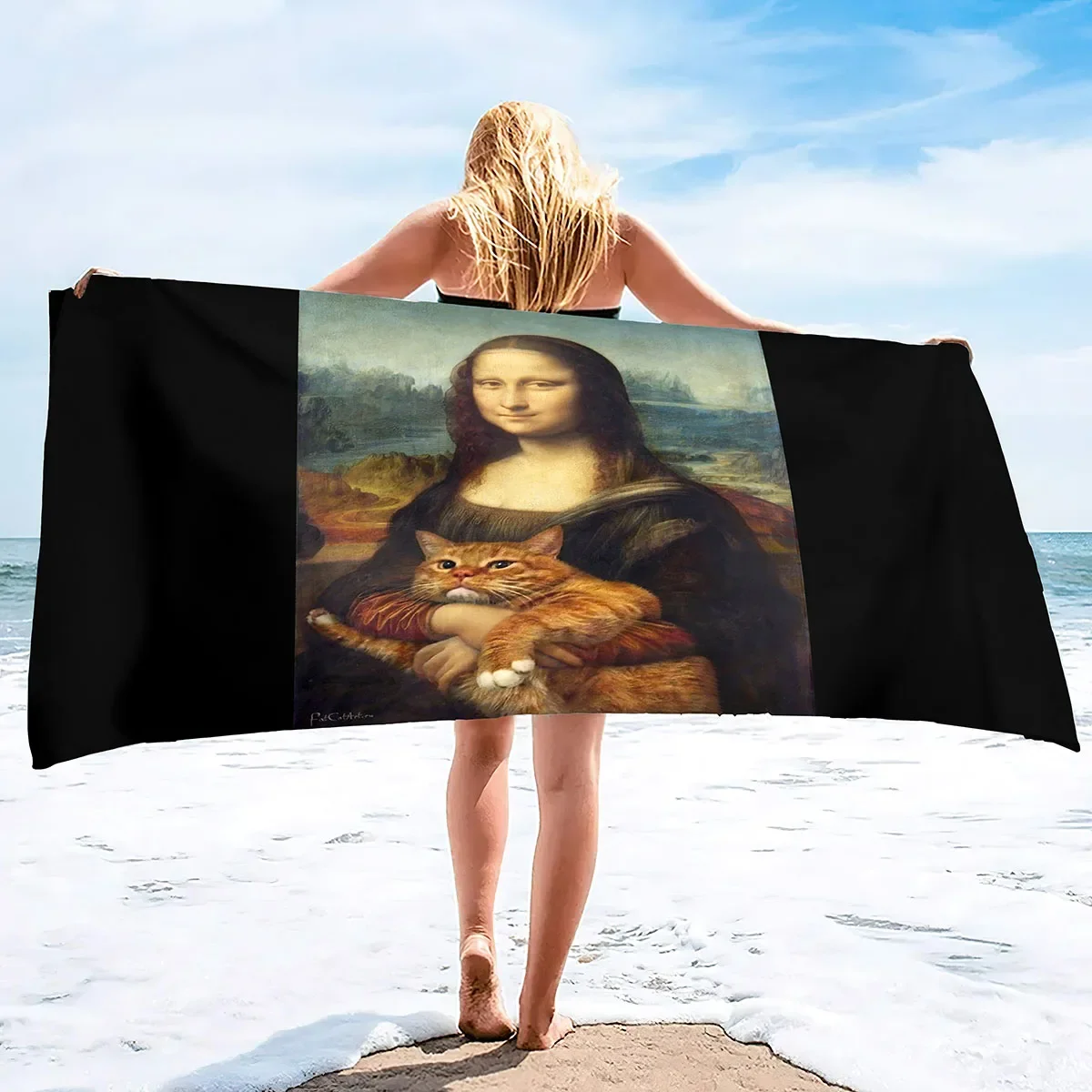 Funny Mona Lisa Quick Dry Beach Towels Oversized Microfiber Sand Free Large  Bath  Pool Gym Travel