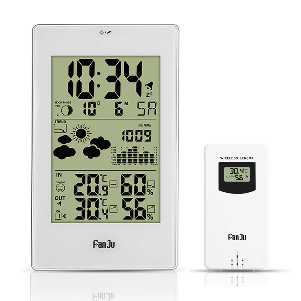 Indoor Outdoor Thermometer Hygrometer Barometer Wireless Weather Station Alarm Clock Weather Forecaster Station