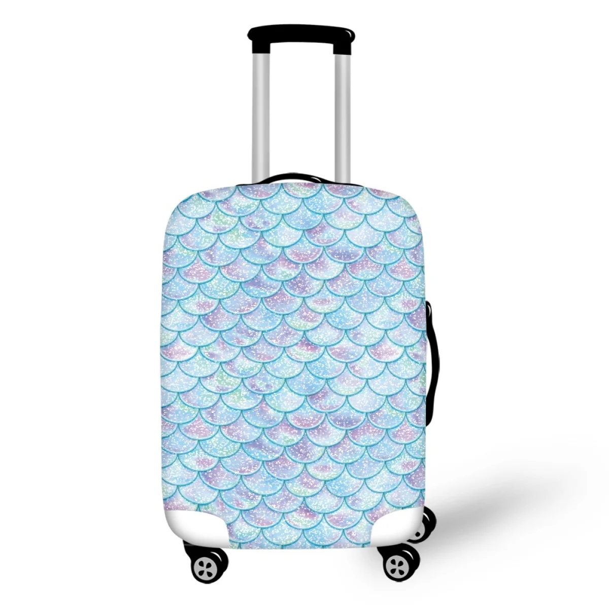 Mermaid Pastel Pink Purple Aqua Teal Printed Luggage Cover, Elastic Protection Suitcase Trolley Washable Cover for 18-32 Inch