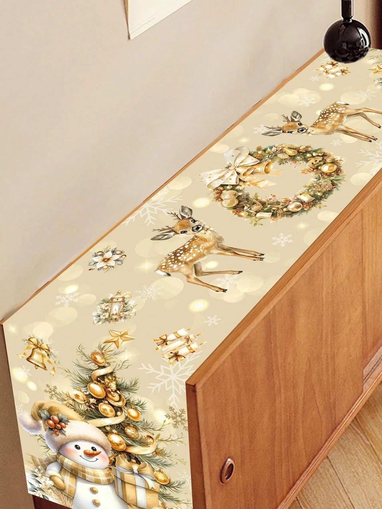 1 قطعة عيد الميلاد احتفالي الجدول عداء 2D طباعة الغزلان ثلج نمط ديكور للطاولات الحاضر لوكس الموسمية #1