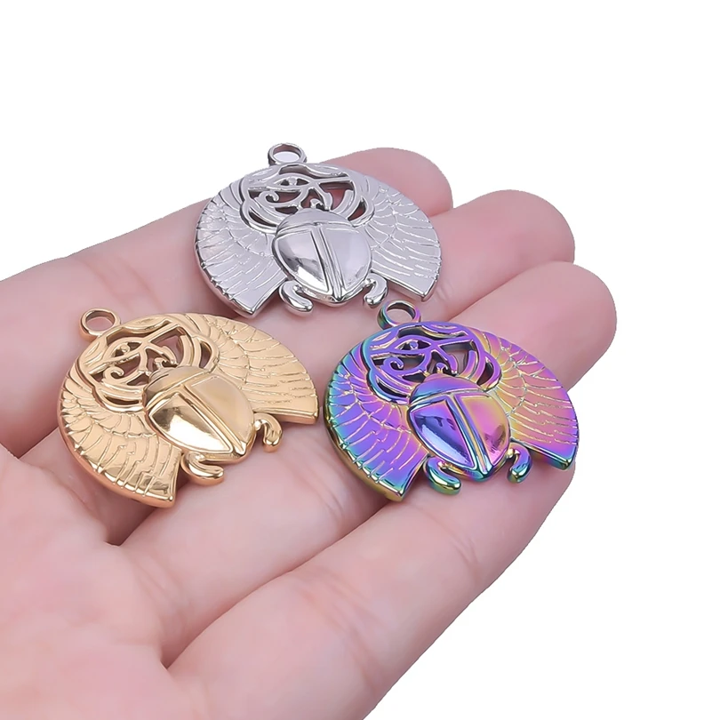 DIY Animal Beatle Charm Pendants For Jewelry Making Supplies Punk Vintage Stainless Steel Charms Bulk Materials Boho Bedeltjes