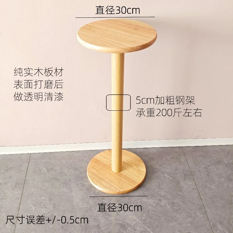 Floor-to-ceiling bedside minimalist living room balcony round flower stand green plant table sofa edge log walnut rack corner fe