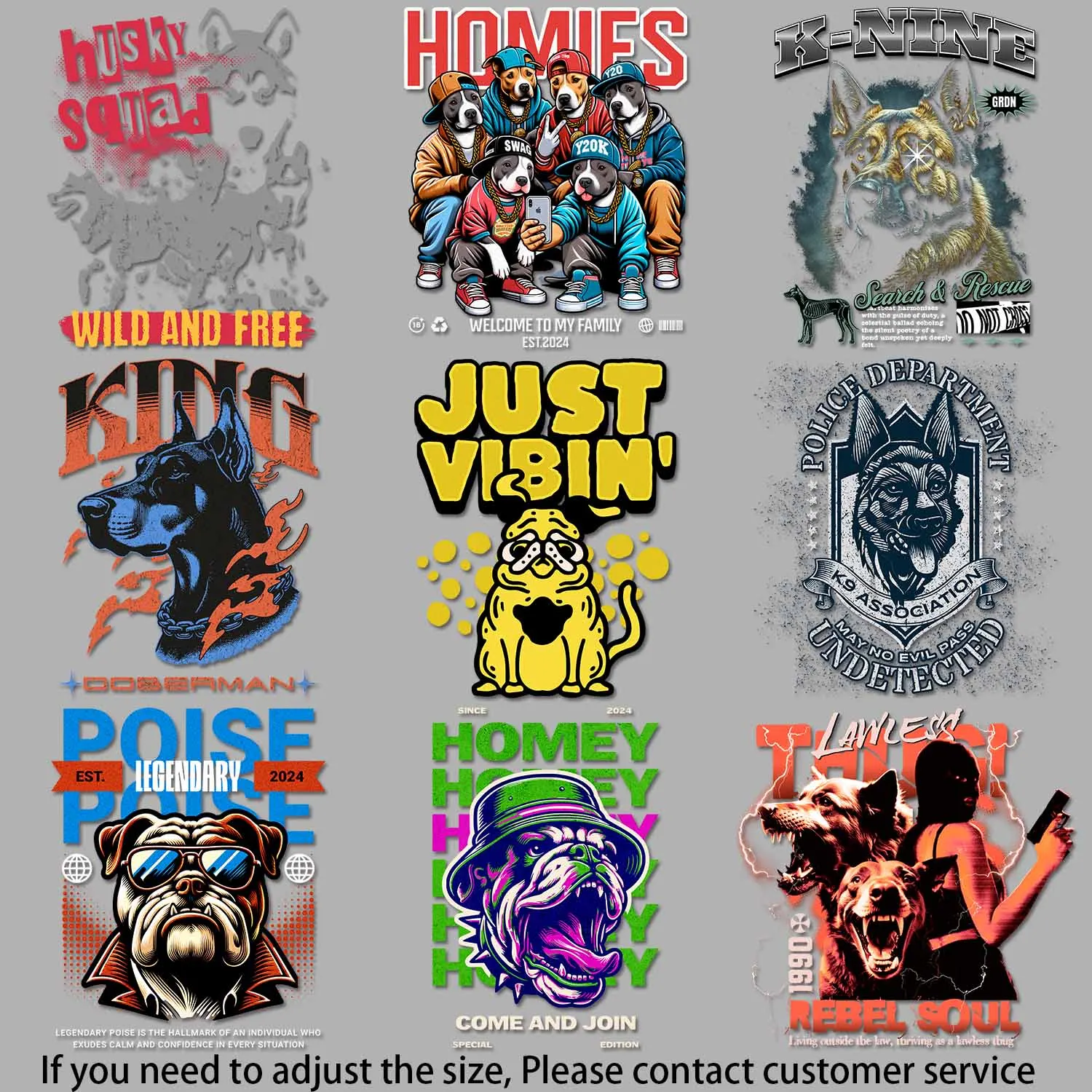 Iron on Transfer Just - vibin' pug design Street - rebel dog poster Gritty wild Vital picture Quick - drying Heat Transfer DIY