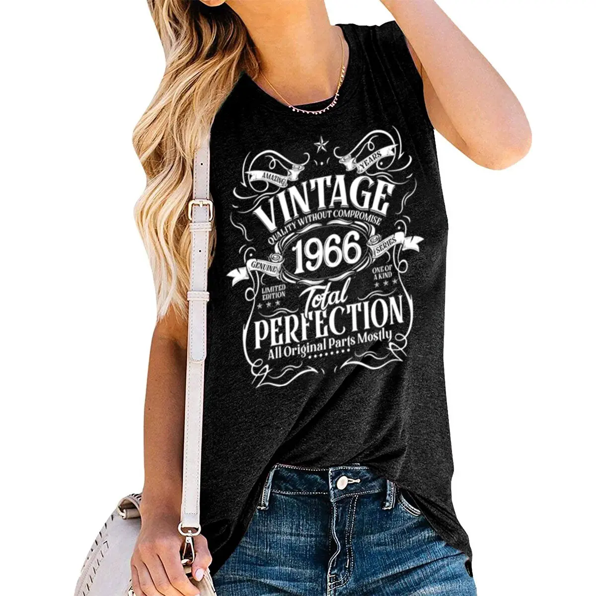 Women's Tank Top Made in 1966 60th Birthday Graphic Sleeveless Top Women's Vest Vintage 1966 Total Perfection Tanks Tops