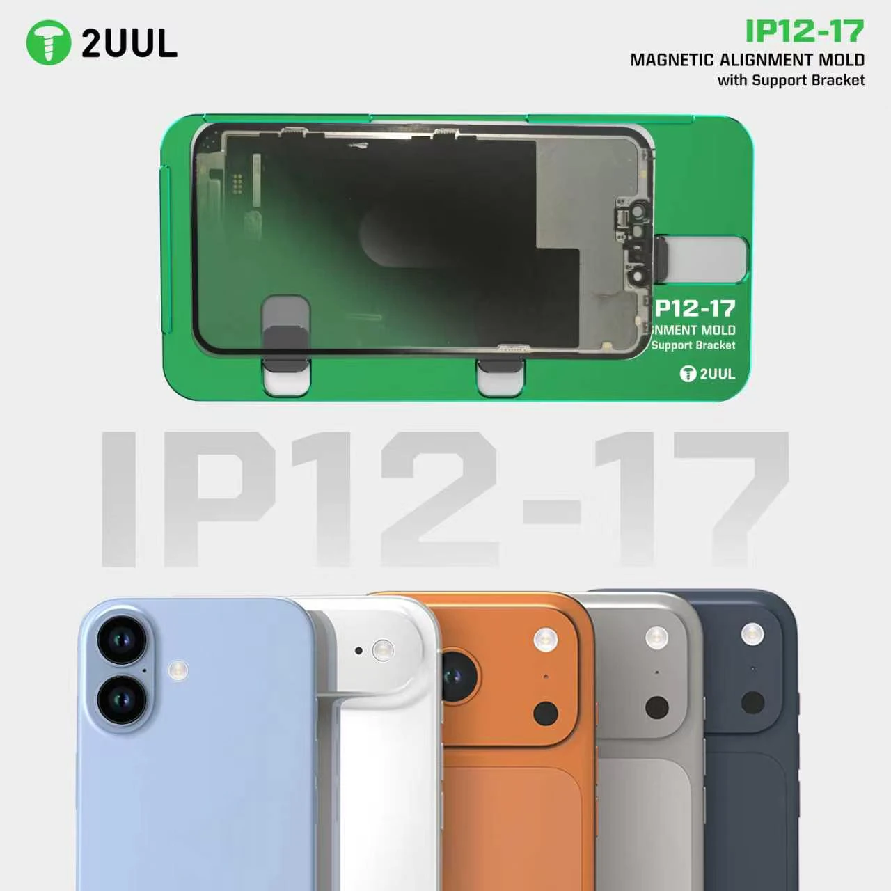 2UUL SH01 Magnetic Alignment Mold with Support Bracket for iPhone 12-17 Screen Laminating Quick Slider Positioning Repair Tool
