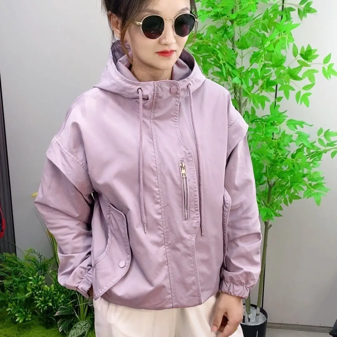Veste à capuche ample et courte pour femme, nouvelle collection printemps et automne 2025
