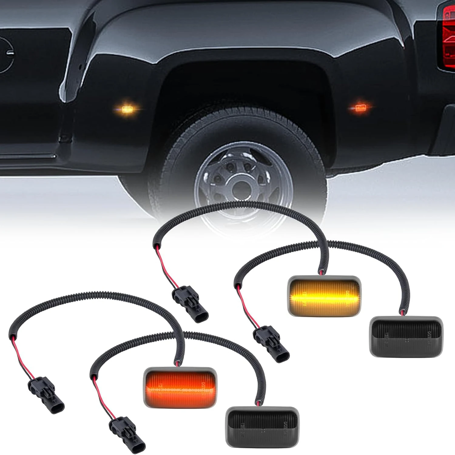 

4PCS Amber/red LED Bumper Side Marker Light For Chevrolet Silverado 2500HD | 3500HD GMC Sierra 2015-2019 LED Turn Signal Lights