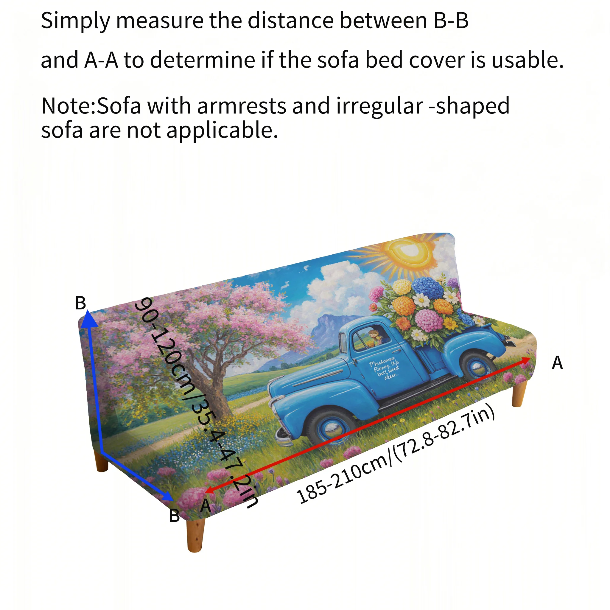 Retro truck bouquet elastic sofa cover, non-slip and scratch-proof furniture protective cover, easy to install