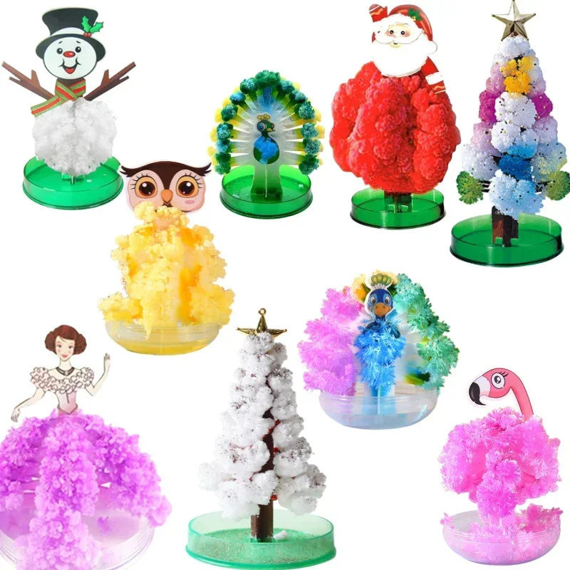 Kerstbomen Met Magische Groei Voor Volwassenen En Kinderen, Cellofaanbomen, Bloemenspeelgoed, Leuke Diy Kerstcadeaus, Familie Holi