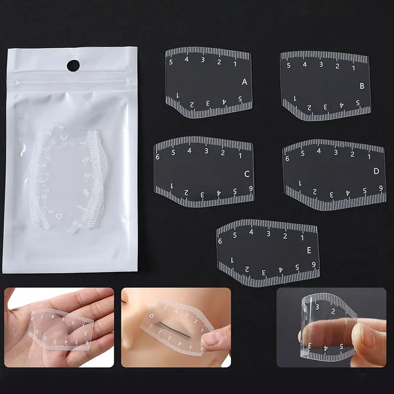 5PCS Microblading Brow Mapping Ruler Flexible Eyebrow Shaping Stencil Kit Fast Drawing Design Permanent Brow Easy Tool