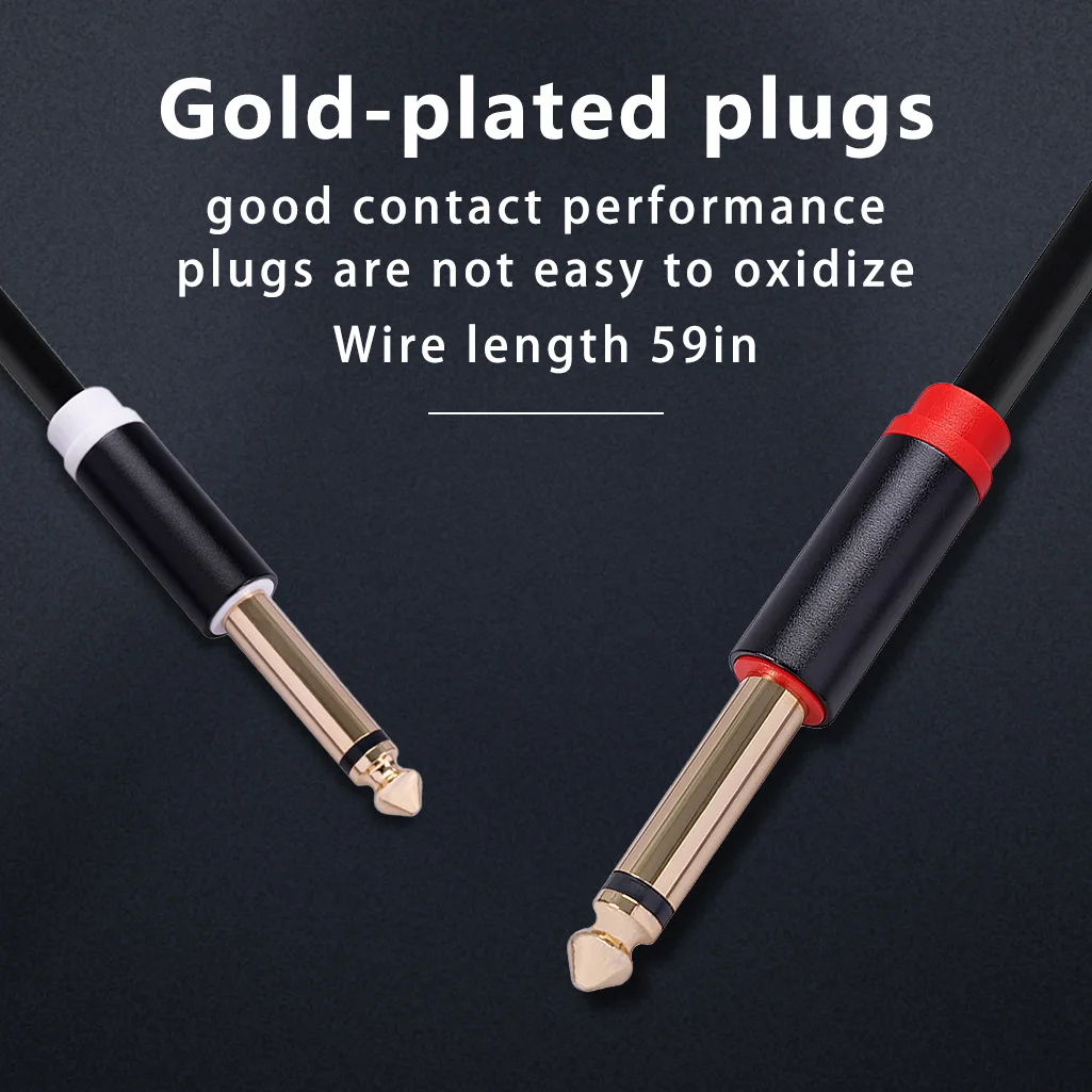 Dual 6.35mm TS Male RCA Interconnect Cable Studio Audio Cord Hi-fi Jack Balanced Mono MP3 Smartphone Office DVD