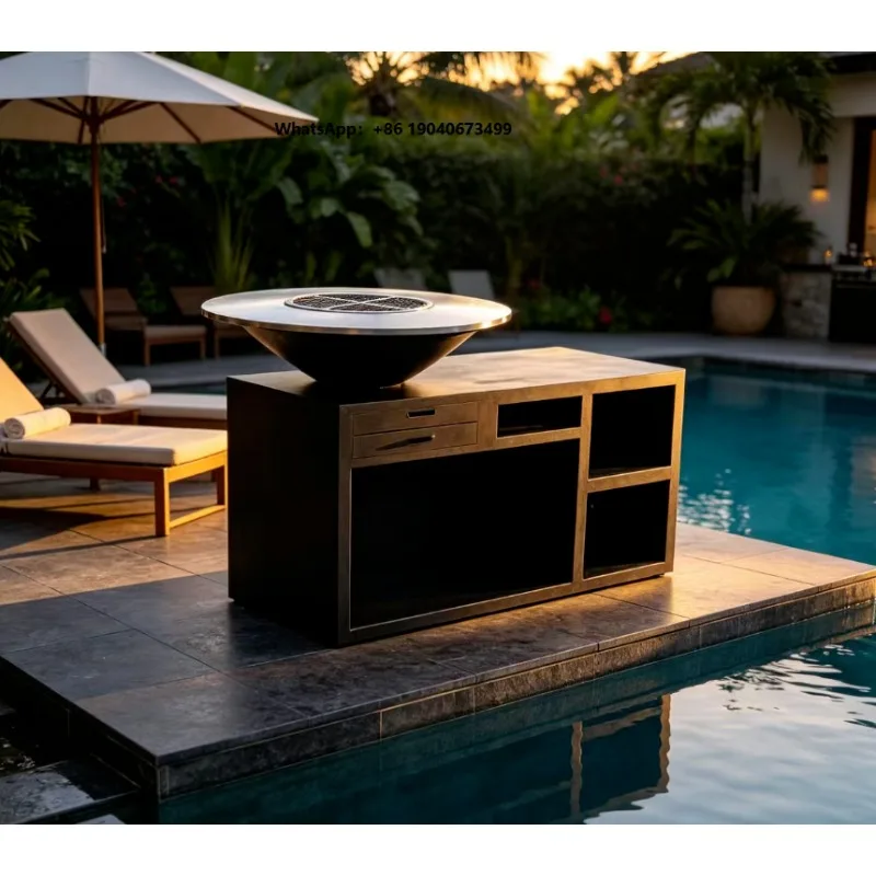 Barbecue Outdoor Stainless Steel Gas Grill Adjustable Height BBQ Grill Fire Pit XH
