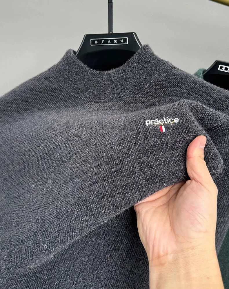 

Trend high-quality letter embroidered men's sweater knitted casual round neck luxury brand autumn winter plush warm new pullover