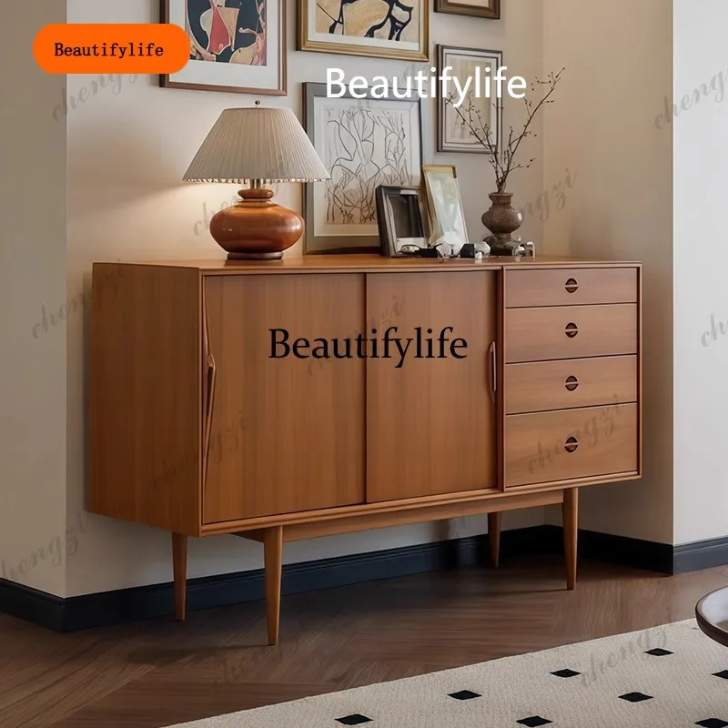 Aparador B567, Mueble de Almacenamiento para Sala de Estar, Aparador de Cocina Retro, Mueble Sencillo de Madera Sólida para el Hogar