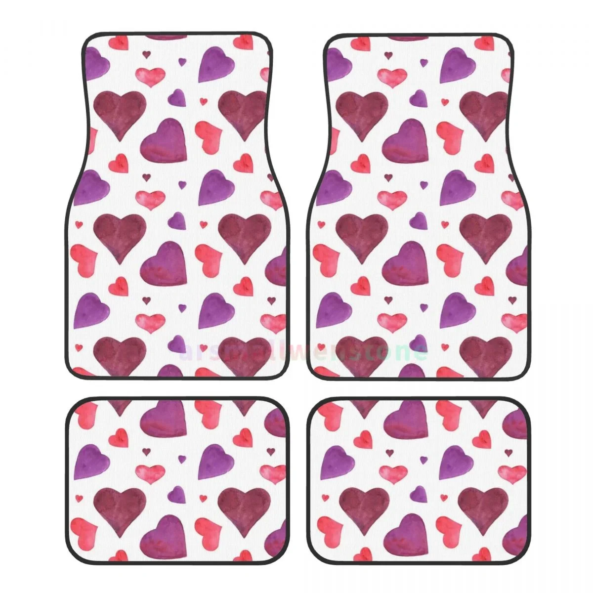 Pink Love Hearts 4PCS Crystal Velvet Women's Car Floor Mat, Anti Fouling Car Floor Mat Car Interior Accessories