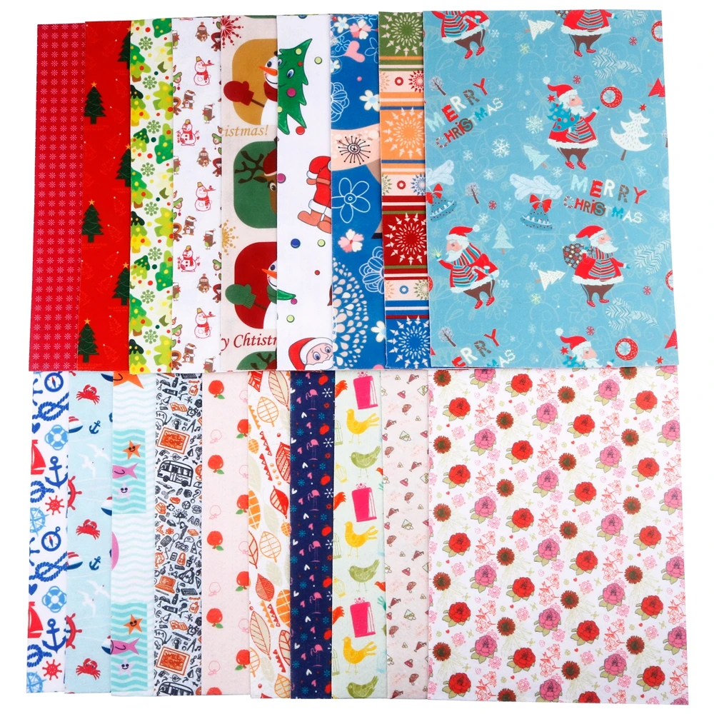 1mm Thick Printed Pattern Non-woven Polyester Cloth Felt Fabric For Sewing Quilting DIY Handmade Dolls Crafts Material 20cm*30cm