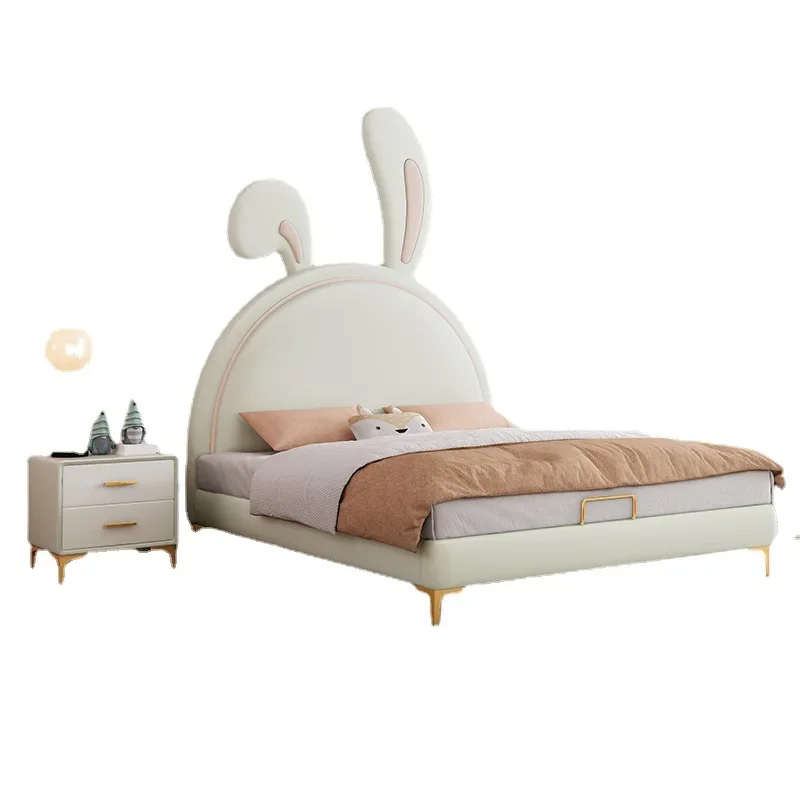 سرير أطفال كرتوني على شكل أرنب 1.2 متر 1.35 متر سرير من القماش بتقنية البنات