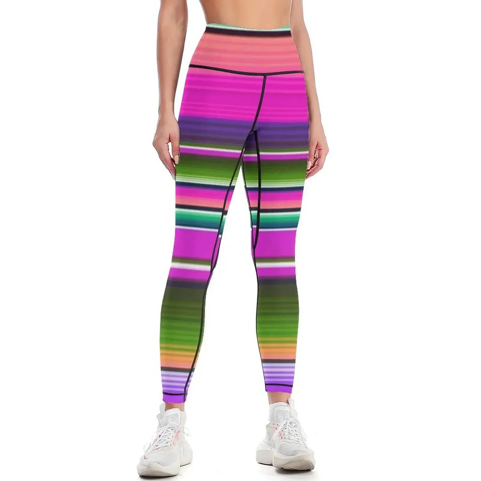 

Mexican Blanket Striped Fiesta Serape Pink Leggings sport set Women's sports gym wear Womens Leggings