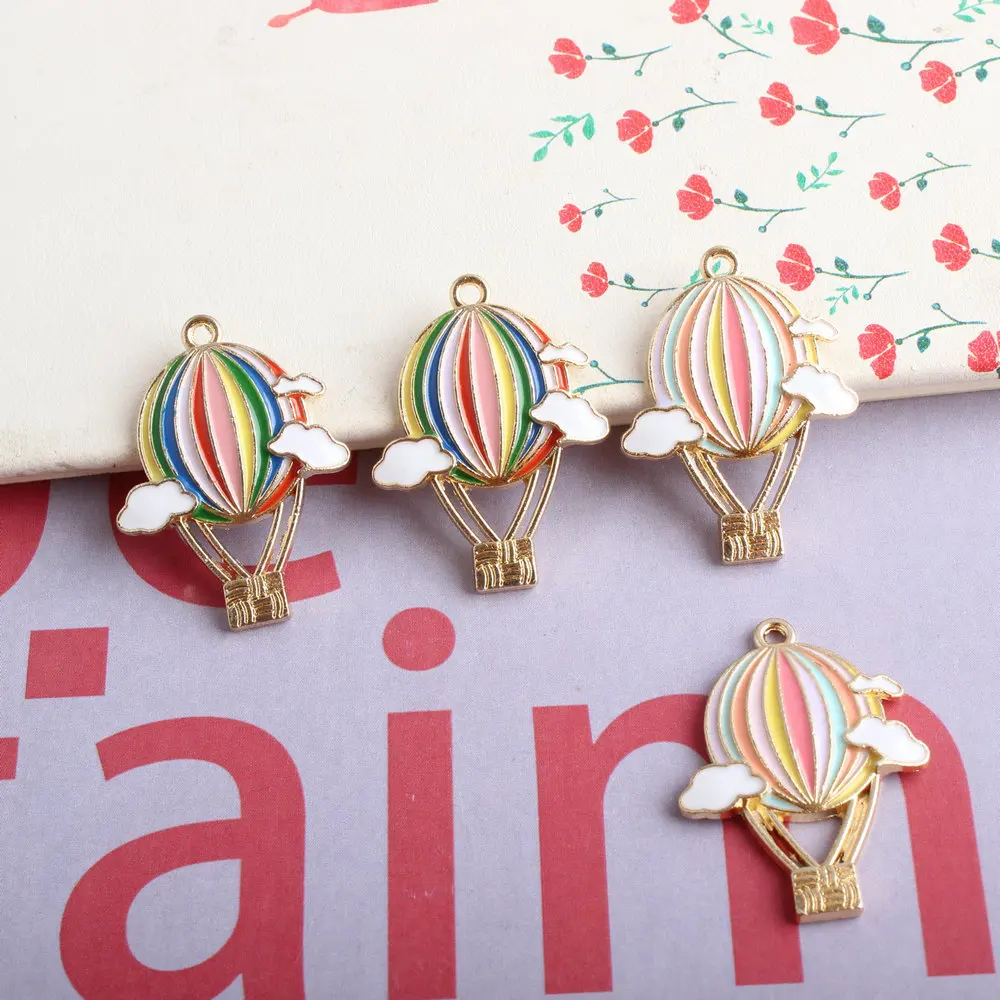 

100pcs 31*23mm hot air balloon charms accessories fit Earring keychain hair card pendant