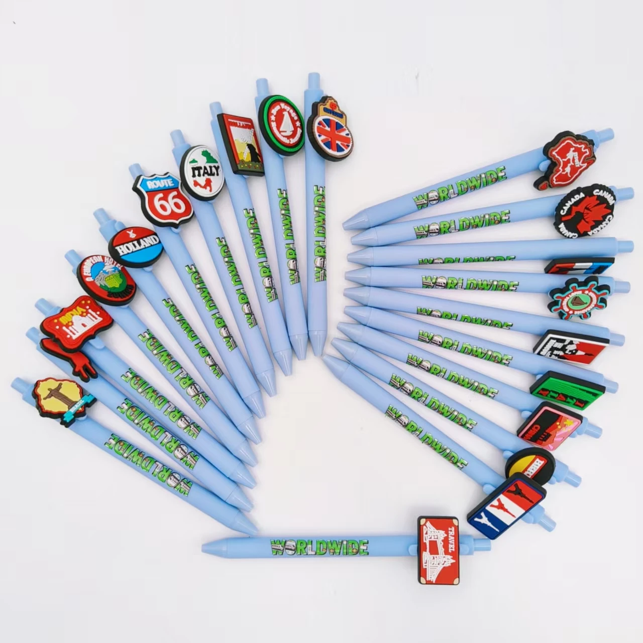 

10pcs/13pcs global travel theme ballpoint pen attraction landmark pattern patch gel pen gift stationery office pen
