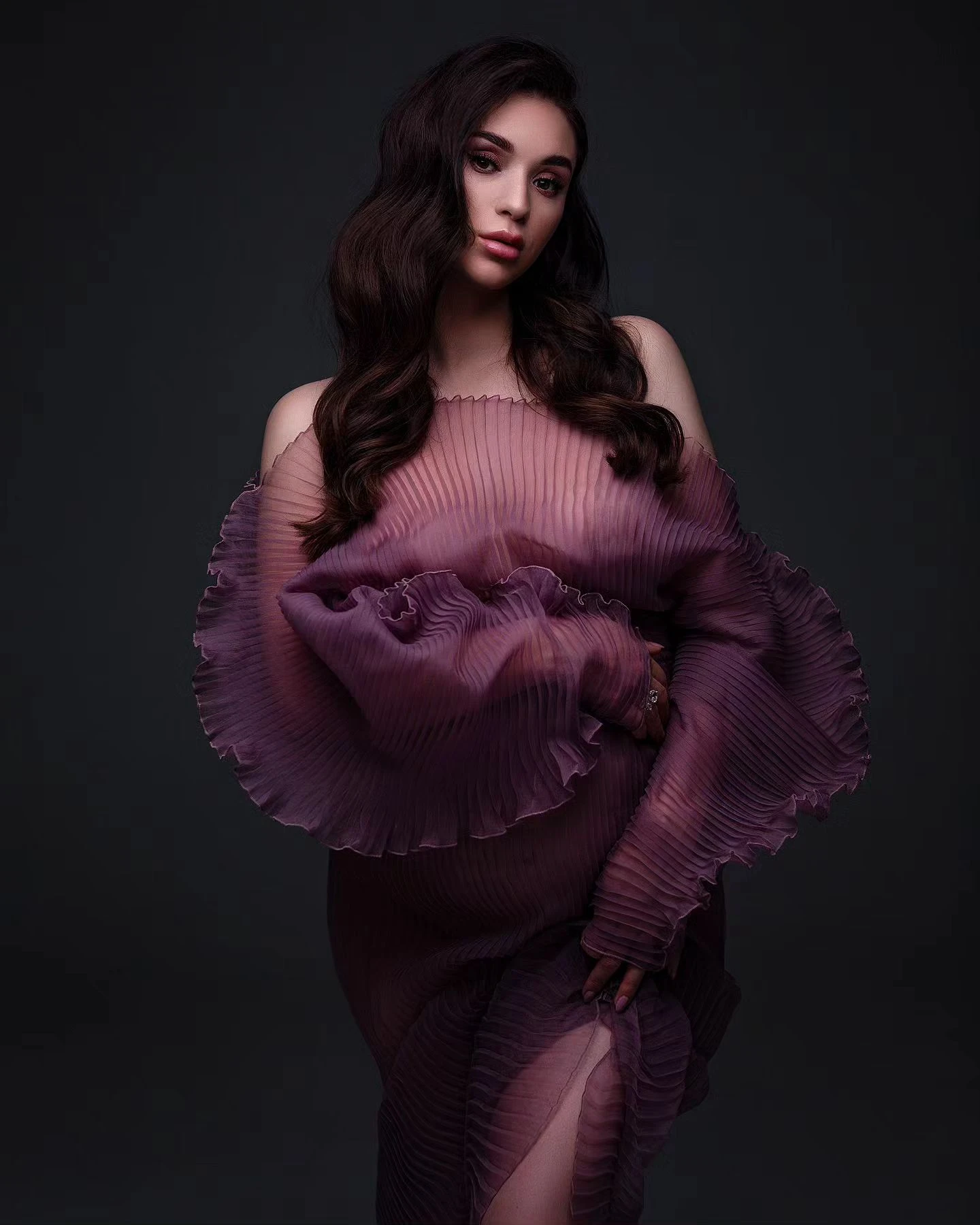 Robe de grossesse transparente en tulle plissé pour femme enceinte, tenue de fête préChristophe, pour séance photo, sexy, à la mode