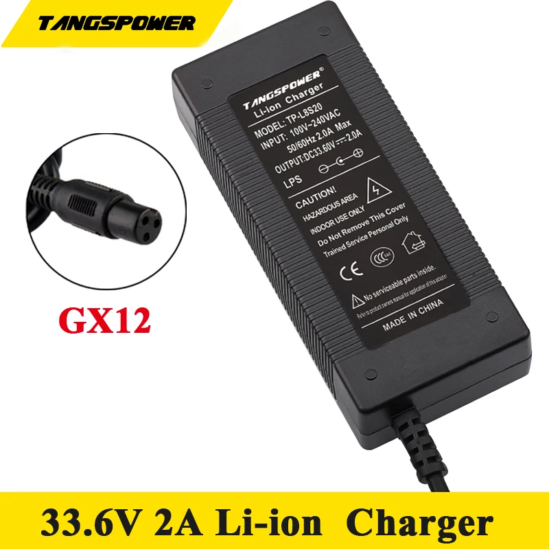 

33.6V 2A Lthium Battery Charger For 8 Series Charger 29.6V 28.8V Li-ion Battery Charger 3-Pin GX12 Connector High Quality