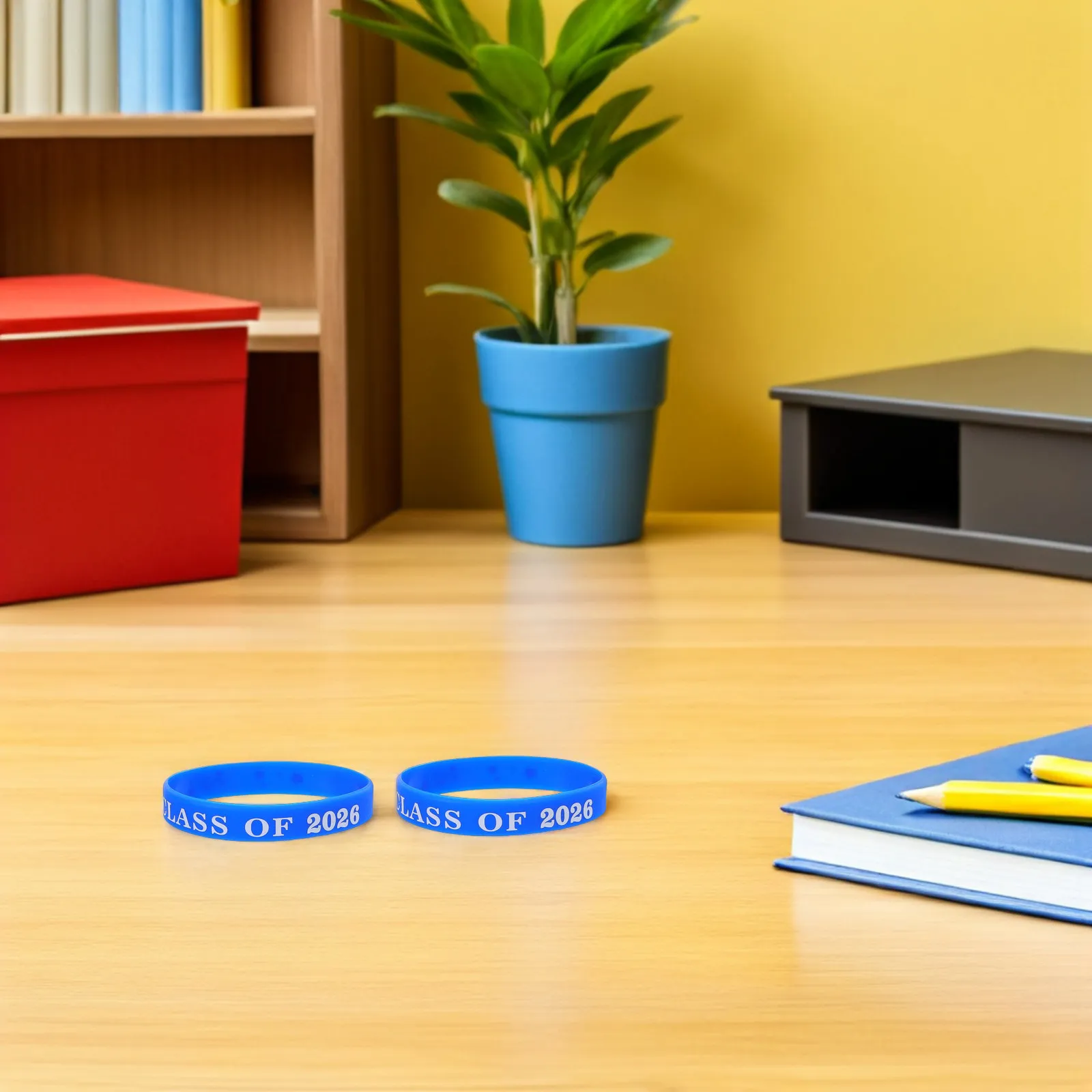 50Pcs Class of 2026 Graduation Bracelet Blue Silicone Wristbands for Men Women Party Favours
