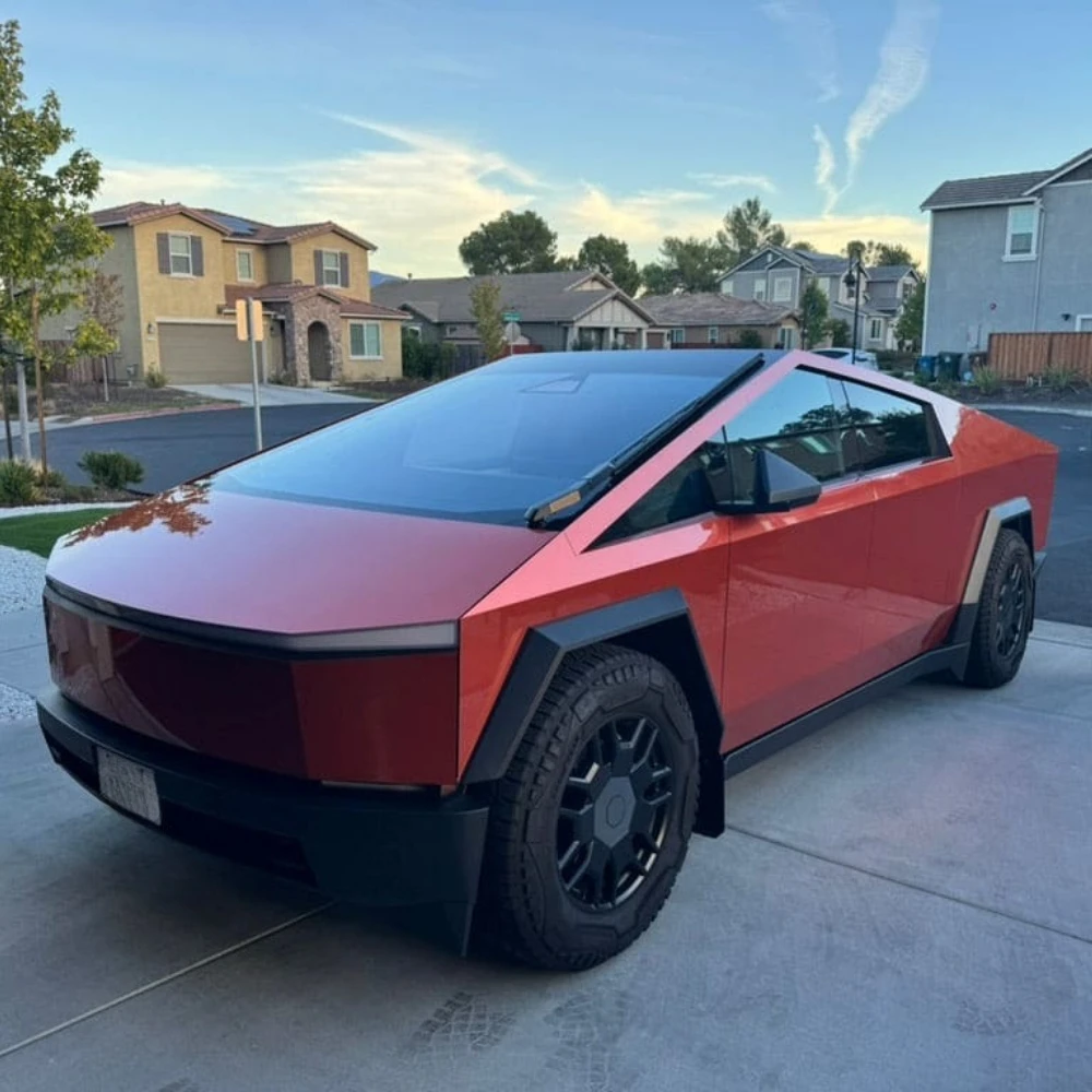 

For Tesla Cybertruck 2024-2026 Pre-cut PPF DIY Color Flame Orange Red PET Paint Protection Film Color Changing Film Anti-Scratch