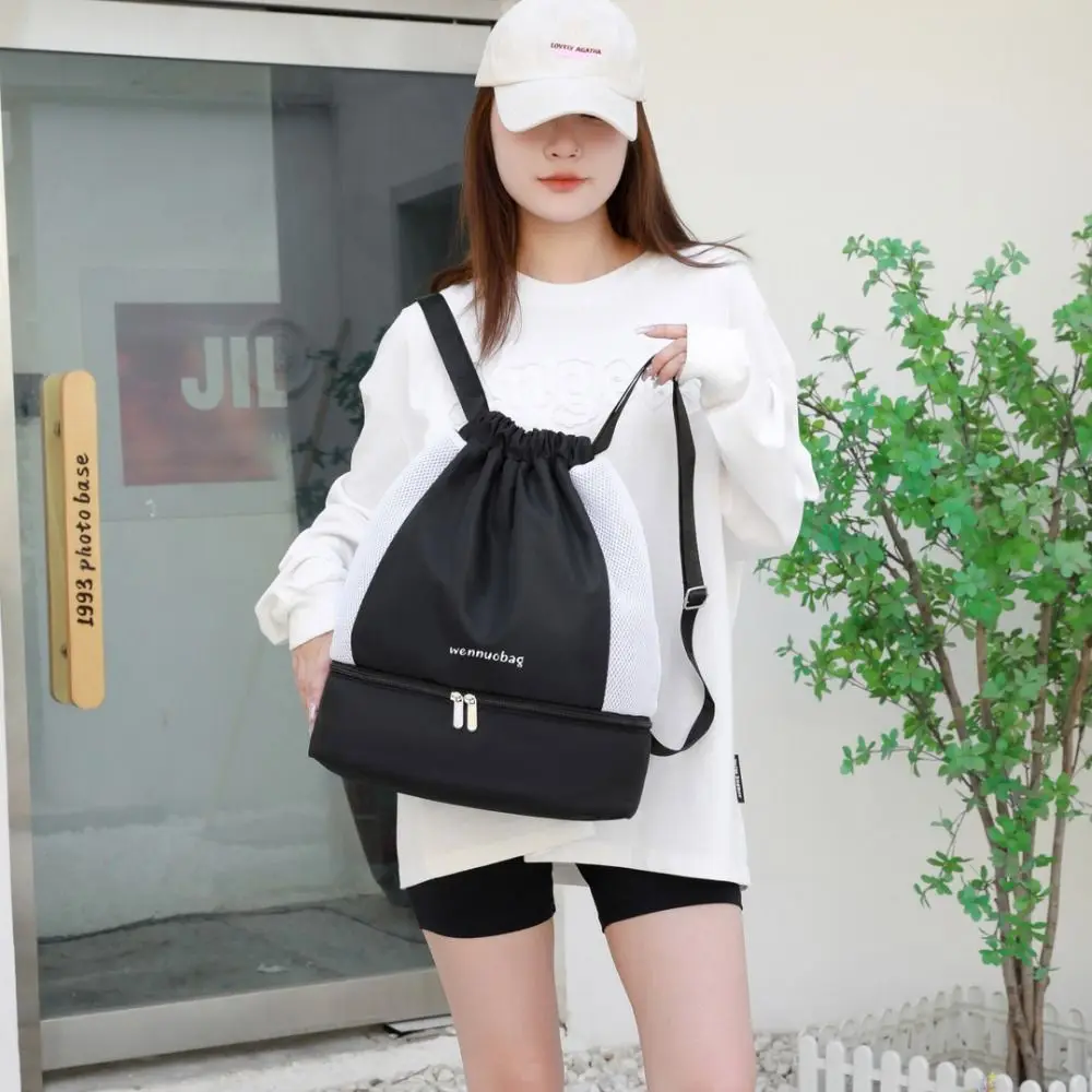 Fashion Oxford Drawstring Backpack Cinch String Casual Sports Gym Bag Water-Resistant Dry and Wet Separation Travel Bag School