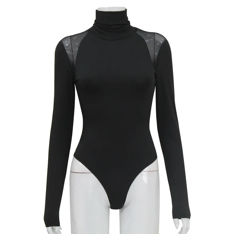 

Women's Jumpsuit Mesh Lace Patchwork Fashion Long Sleeve Sexy Slim-fit Playsuit Bodysuit