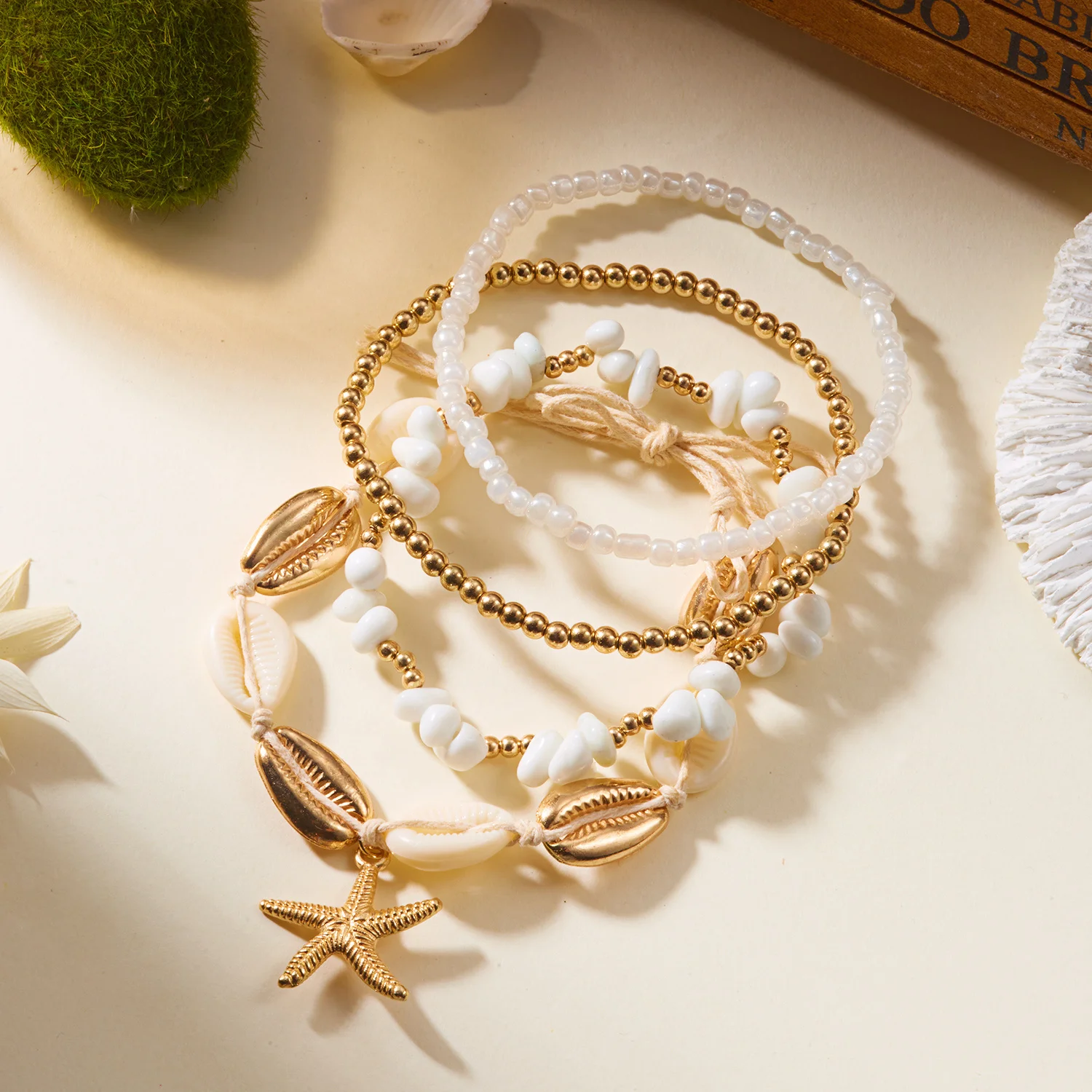 4종 보헤미안 스타일 조개 불가사리 발찌 세트 (여성용 - Ethnic Fashion Jewellery 리뷰 및 가격