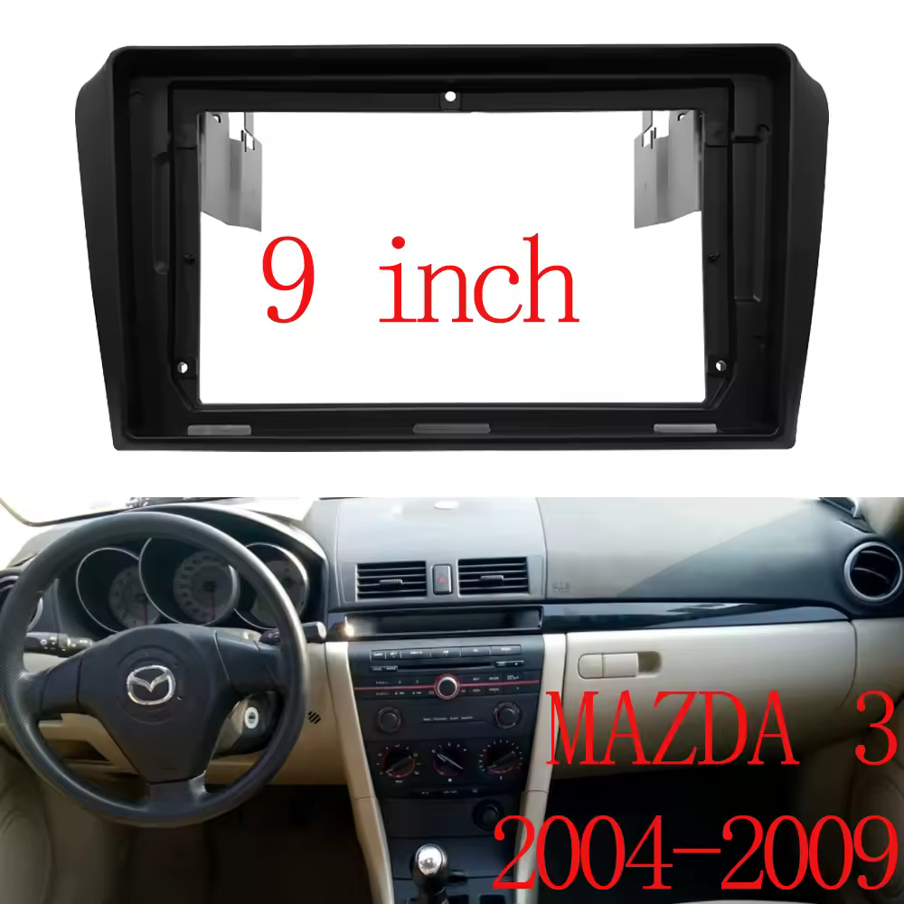 Накладки на панель управления 9-дюймовой 2-DIN автомагнитолой для MAZDA 3 AXELA 2004-2009 годов выпуска. Комплект для установки стереопанели на приборную панель, рамка для GPS и DVD-проигрывателя.
